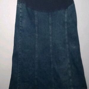Motherhood A-Line Denim Skirt - Dark Blue